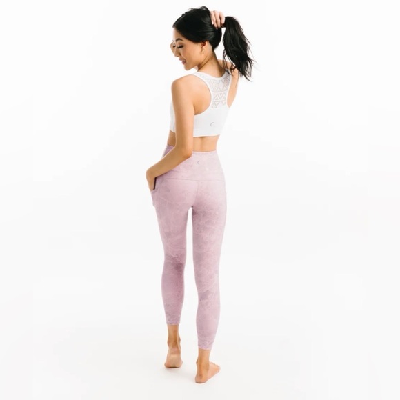 ZYIA Active Pink Digital Granite Pocket Light n Tight Hi-rise 7/8 24" - Picture 2 of 7